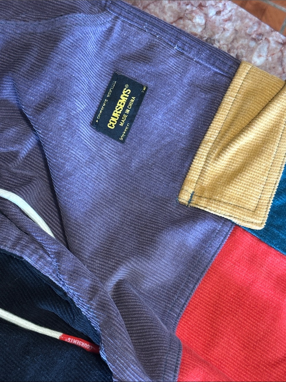Multicolor Corduroy Patchwork Colorblock pants Women's - Picture 6 of 14